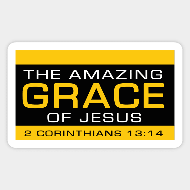 The Amazing Grace of Jesus (from 2 Corinthians 13:14) funny meme white and yellow text Sticker by Selah Shop